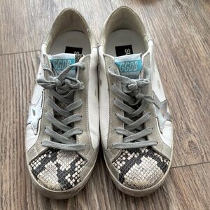 Authentic Golden Goose Deluxe Brand Sneakers with Snakeskin Detail